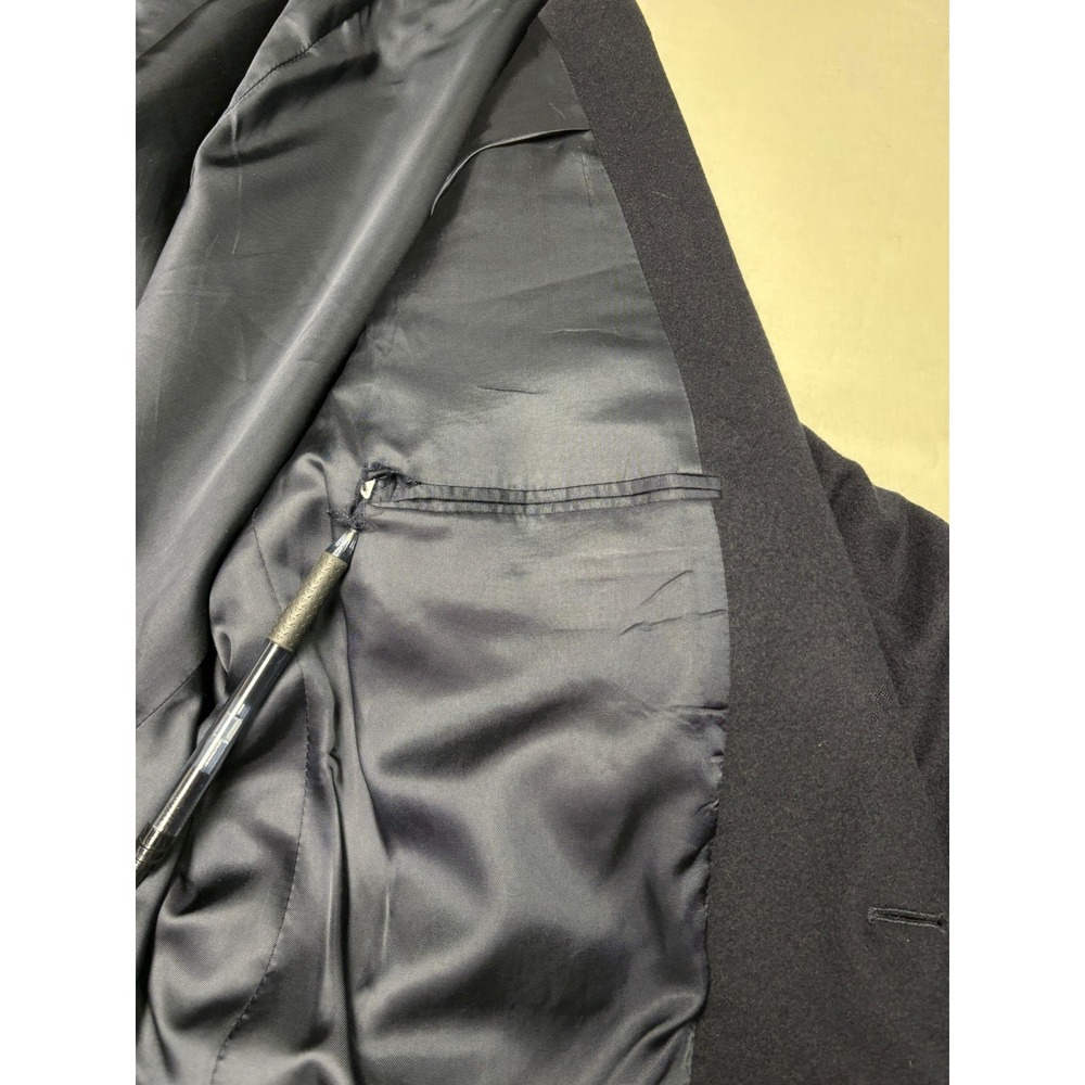 Jos. A. Bank Mens 44L 100% Cashmere Overcoat Black Gordon Topcoat - Picture 6 of 13